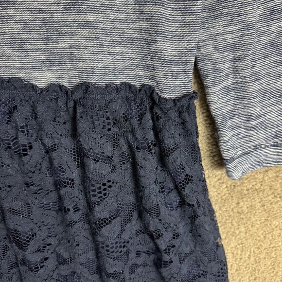 Anthro Lilka Dress Womens Small Blue‎ Lace Overlay Henley Knit Boho Stretch - Picture 10 of 11